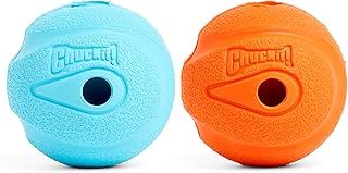 Chuckit! Interactive Ball Dog Toy Whistler Noise, Durable Rubber Dog Balls, Launcher Thrower Compatible Interactive Toys for Dogs for Boredom, Medium, Pack of 2