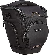 Amazon Basics Holster SLR Shoulder Bag Case for Camera Body and Lens, Detachable Strap, Waterproof, Shockproof, Padded, Solid, Accessories Pocket - Black