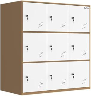 MECOLOR 9 Door Metal Locker, Office Cabinet Locker,Living Room and School Locker Organizer,Home Locker Organizer Storage for Kids,Bedroom and Office Storage Cabinet (white, 9D)
