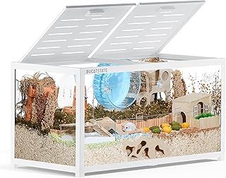 Hamster Cage 3.0: Large Metal Rat Cage Stackable with Top Access Easy Assemble 100L x 50W x 52H CM Dwarf Syrian Hamster Tank for Gerbil Mouse (0.5m², White)