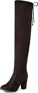 DREAM PAIRS Women's Thigh High Over The Knee Fashion Boots Block Mid Heel Long Sexy Faux Fur Boots