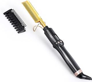 Ten-Tatent Hot Comb Hair Straightener Electric Straightening Comb, Single-Sided Portable Ceramic Beard Straightener Brush Anti-Scald Press Comb Ceramic
