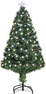 HOMCOM 4FT Pre-Lit Artificial Christmas Tree w/Fibre Optic Decorations LED Light Holiday Home Xmas Decoration-Green