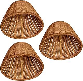 Clip-on Chandelier Lamp Shade, Natural Empire/Barrel, Boho Rattan Mini Lamp Shade,Woven Wicker Small lamp Shades Replacement Traditional Shades
