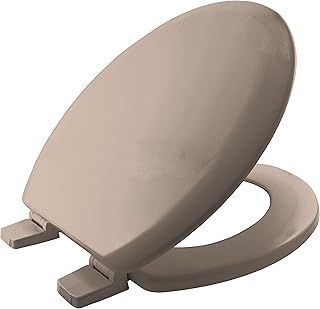 BEMIS Chicago Ultra-Fix Soft Cream Toilet Seat. Wooden Toilet Seat with Water Based Paint for Easy Clean. Adjustable Plastic Hinges, Universal & Easy Installation