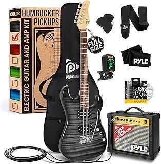 Pyle Beginner Electric Guitar Kit with Amp - Starter Kit Full Size 39" Instrument Package with Humbucker Pickups and Rock Amplifier Starter Set Bundle for Kids All Ages, Youth and Adults