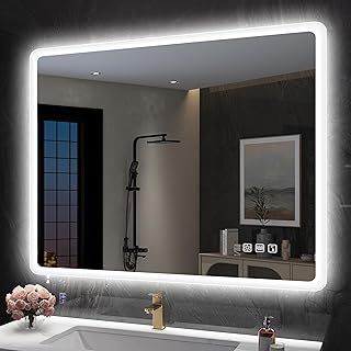 S'bagno Bathroom Mirror with LED Light 600x800mm, Illuminated Bathroom Bluetooth Mirror [IP44 Rated] Rectangular LED Bathroom Mirror Backlit Wall Mounted Mirror with Touch Sensor/Dimming/Demister pad