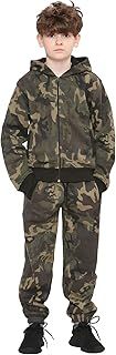 A2Z 4 Kids Girls Boys Tracksuits Camouflage Contrast Panel - T.S A2Z Camo Green-7-8