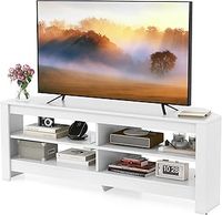 COSTWAY TV Stand with Charging Station for TVs up to 60", Wooden TV Cabinet Media Entertainment Center with Open Storage Shelves, 140cm Corner TV Unit Console Table for Living Room Bedroom (Black)