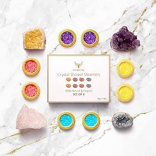 Crystal Shower Steamers Luxury Gift Set | Bath Relaxation Beauty Self Care Present | Vegan Organic Shower Bombs, 8x45g