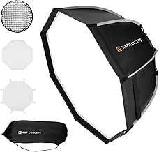 K&F Concept 22"/55cm Octagonal Softbox with Bowens Mount, Quick-Fold, Diffuser and Grid for Studio and Portrait Photography