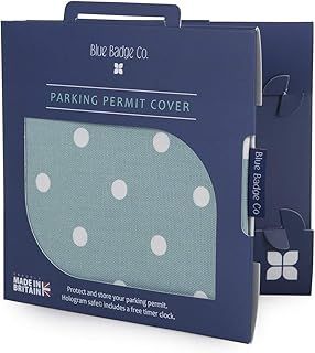 Blue Badge Co Spotty Aquamarine Hologram-Safe Wallet, Disabled Parking Permit Cover Holder includes Timer Clock, Disabled Badge Holder for Car