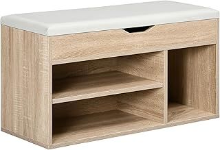 HOMCOM Shoes Cabinet Bench Hidden Storage Padded Seat Organiser Footwear Rack Hallway Oak Tone