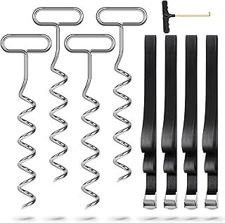 Ground Anchor for Trampoline, Ground Anchor, Pack of 4 with Adjustable Straps for Trampoline, Outdoor, Swing, Gazebo