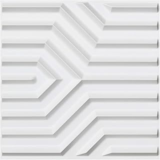 Matt White PVC 3D Wall Panels Geometric Mate Design, 50 * 50cm (12 Pack)