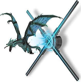 3D Hologram Fan, 3D Hologram LED Fan Projector, Holographic Fan Advertising Support APP+Remote+Bluetooth Audio+Splicing for Store, Halloween, Christmas,45cm