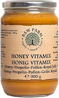900 g Raw Honey VitaMix with Royal Jelly, Bee Pollen & Propolis, Single-Origin, Unfiltered, Unheated, Immune & Energy Support Superblend by Raw Farm Beekeepers