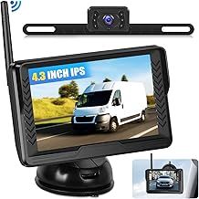 CAMECHO Wireless Reversing Camera Kit 4.3" IPS Reverse Camera Monitor AHD IP69 Waterproof Night Vision License Plate Rear View Camera for Cars RVs Pickups Vans Trucks Trailers Motorhomes Campers