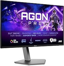 AOC Agon Pro 326UD - 32 Zoll UHD OLED Gaming Monitor, 165 Hz, 0.03 ms, HDR400, FreeSync Prem. Pro, G-Sync comp. (3840x2160, 2X HDMI 2.1, 1x DP 1.4, USB Hub) schwarz grau