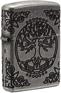 Zippo Windproof Metal Long Lasting Best Fluid| Refillable Perfect for Cigarettes Cigars Candles |Pocket Lighter Fire Starter Tree of Life, Other, Armor Antique Silver, Regular