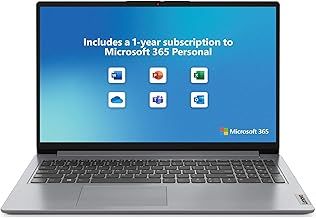 Lenovo IdeaPad 1 | 15 inch Full HD Laptop | Intel Pentium Silver N6000 | 4GB RAM | 128GB eMMC | Windows 11 Home in S Mode | Cloud Grey | Microsoft 365 Personal