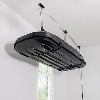 Teal Triangle Elite Ceiling Storage Hoist for Cargo Box - Heavy Duty Garage Storage Lift - Garage Pulley Lift System Holds 150 lbs and Fits 8-10 ft Tall Garage Ceilings