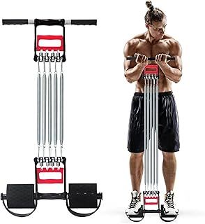 Chest Exerciser Chest Expander for Men and Women,Hand Grip Strengthener, Home Fitness Equipment with 5 Metal Springs for Finger Abdomen Waist Arm Stretching Slimming Training(Gifts Gloves)