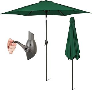 SUNMER 2.7M Green Parasol Garden Umbrella Sun Shading |Water Repellent Polyester 180 g/m² (UV 30+)| Easy to Open and Close Crank Mechanism | Pole Width ø 38 mm (Excl. Base)