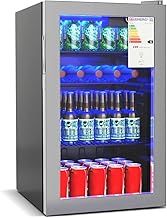 Panana Under Counter Beer & Drinks Fridge-90L Capacity,Holds up to 115 Cans, Premium Temperature Performance (2℃ to 15℃), Full Length Low-E Glass, Removable Shelves, LED Light, Low Noise(Silver)