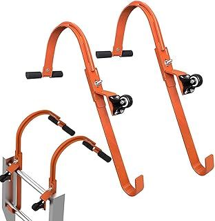 2PCS Roof Ladder Hook kit,Extension Ladder Accessories Stabilizer,500 lbs Stabiliser Roof Hook with Wheels,Rubber Grip T-Bar for Damage Prevention