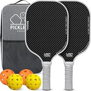 BAGAIL Pickleball Paddles Set, Pickle Ball Rackets with 4 Balls, Light - High Shock Absorption - Ergonomic, Suitable for Indoor and Outdoor Pickleball Games