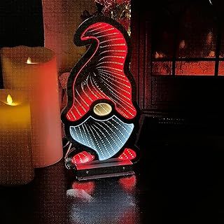 Samuel ALEXANDER 40cm LED Infinity Christmas Gonk Light Decoration with Red Hat and Metal Stand