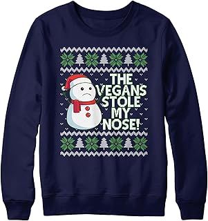 Purple Print House Vegan Snowman Christmas Sweater Mens The Vegans Stole My Nose Christmas Jumper Vegetarian