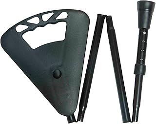 Folding Flipstick Walking Seat Stick - Height Adjustable Flip Stick in Black