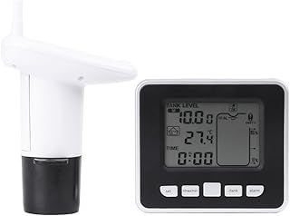 Liquid Level Sensor, Ultrasonic Water Tank Level Meter Digital Liquid Level Indicator with Temperature Display Smart Water Depth Level Meter Sensor for Indoor Water Tank up to 100m
