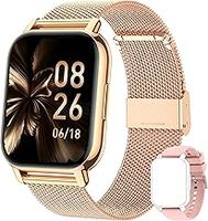 Popglory Smart Watch for Women Men Answer/Make Calls, 1.85" Smartwatch 44mm 2 Straps & Split Screen, 100+ Sports Fitness Watch with Blood Pressure/Oxygen/Heart Rate Monitor for iOS and Android