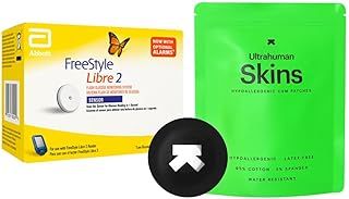 Abbott Freestyle Libre 2 Sensor for diabetes monitoring CGM for UK, White, plus FREE (Ultrahuman Skins) alcohol wipes and water proof CGM patches
