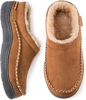 Zigzagger Men's Fuzzy Moccasin Slippers Indoor/Outdoor Fluffy House Shoes