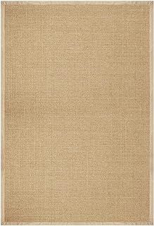 casa pura® Amazonas Sisal Rug with Cotton Border | Non-Slip Latex Backing | Natural | 200x200cm | Multiple Colour and Size Options