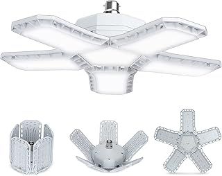 HZSANUE B22 Bayonet LED Garage Light 80W, Daylight White 6500K 9000Lm Deformable Workshop Lamp with 5 Adjustable Panels, LED Ceiling Lighting, for Garages, Basement, Warehouse Attic, Gym(Pack of 1)