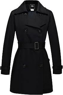 Wantdo Women's Double-Breasted Waterproof Trench Coat Windproof Lightweight Outerwear Coats Belted Shoulder Epaulets Slim Fit Jackets