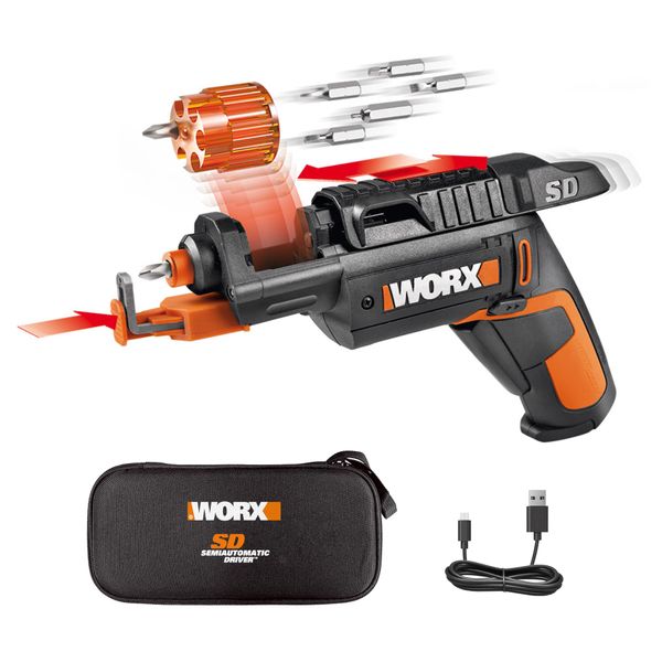 Worx 4V Electric Screwdriver, Rechargeable Cordless Power Screwdriver Set with 6 Bits, Screw Holder, USB-Type C Charging Cable - WX255L.5
