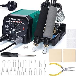 939-III Pyrography Tool Kit Wood Burning Station with 2 Pyrography Pens (Wire-Nib Type) with 20 Wood Burning Tips 2 Pyrography Wood(UK Plug)