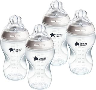 Tommee Tippee Natural Start Anti-Colic Baby Bottle, 340 ml, 3+ months, Medium Flow Breast-Like Teat for a Natural Latch, Anti-Colic Valve, Self-Sterilising, Pack of 4
