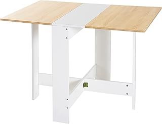 HOMCOM Wooden Folding Dining Table Writing Computer Desk PC Workstation Space Saving Home Office Oak & White