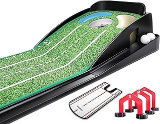 CHAMPKEY Professional Hazard Golf Putting Green with Putting Gates and Putting Mirror - Featuring Progressive Slope Tech and Noise Reduction Tech on Golf Putting Mat