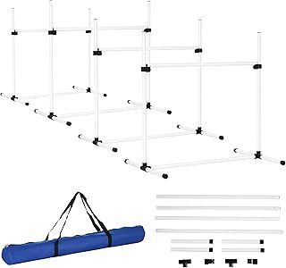 PawHut Dog Agility Training Equipment Height Adjustable Jump Hurdle Set of 4 w/ Carrying Bag