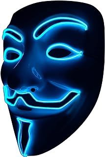 SOUTHSKY LED Mask, 3 Light Modes, Unisex-Adults, For Vendetta Theme, MASK, Pvc, Holidays, Powered by 2 AA Batteries