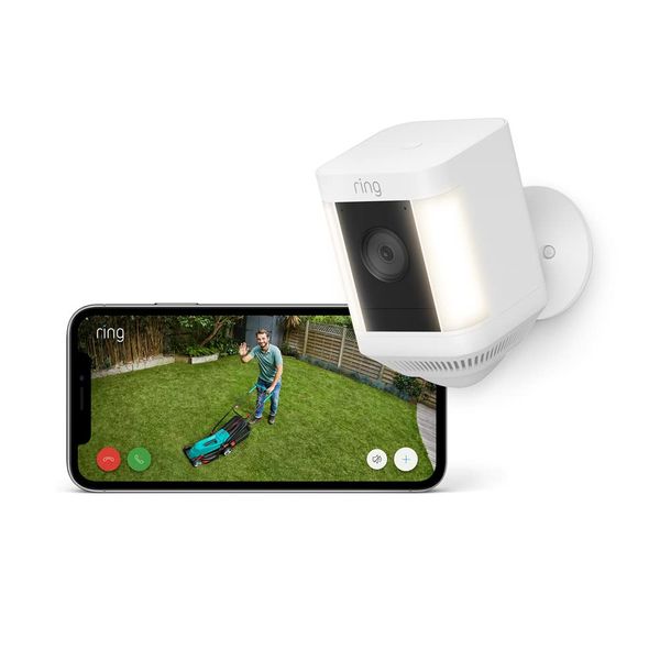 Certified Refurbished Ring Spotlight Cam Plus Battery by Amazon|Wireless outdoor Security Camera 1080p HD Video,Two-Way Talk,LED Spotlights,Siren,alternative to CCTV|30-day free trial of Ring Home