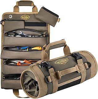 The Ryker Bag Tool Organizers - Small Tool Bag W/Detachable Pouches, Heavy Duty Roll Up Tool Bag Organizer : 6 Tool Pouches - Gifts for Dad Tool Roll Organizer For Mechanic, Electrician & Hobbyist